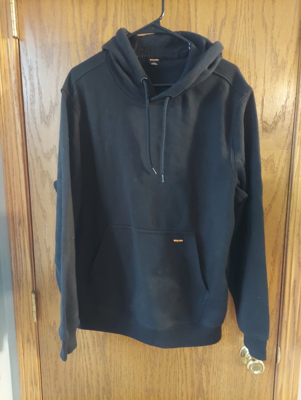 Brahma Men’s Black Fleece Pullover Hoodie Sweatshirt Heavy Duty Size Large